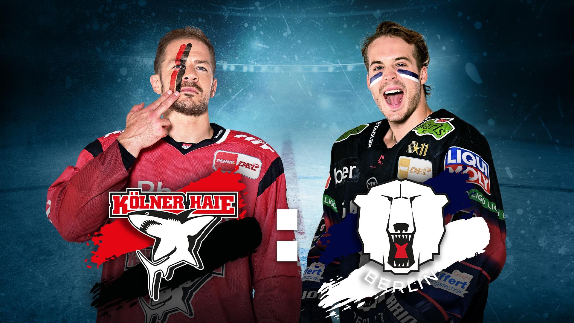 Werbemotiv für die PENNY DEL mit Spielern von den Kölner Haien und den Eisbären Berlin